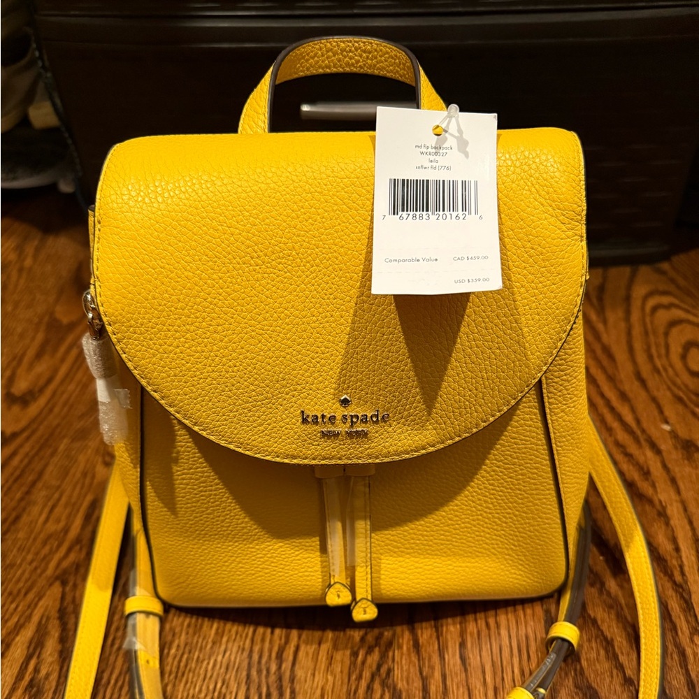 NWT Medium Kate Spade Leila Backpack in Sunflower Field